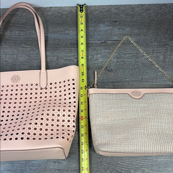 Nanette Lepore Peach Blush Perforated Tote with Matching  Purse - Picture 13 of 16